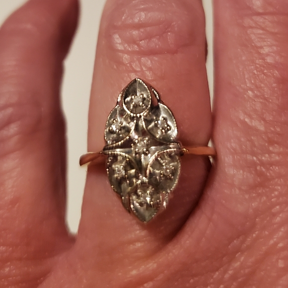 Jaylen 14K vintage filagree diamond ring - Picture 2 of 4